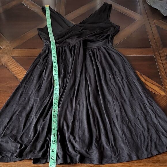 Loft -717 cross front and back black dress faux wrap Women's‎ Small - Picture 7 of 8